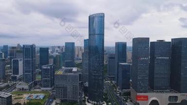 4K城市交通_广西南宁总部基地商务建筑群航拍